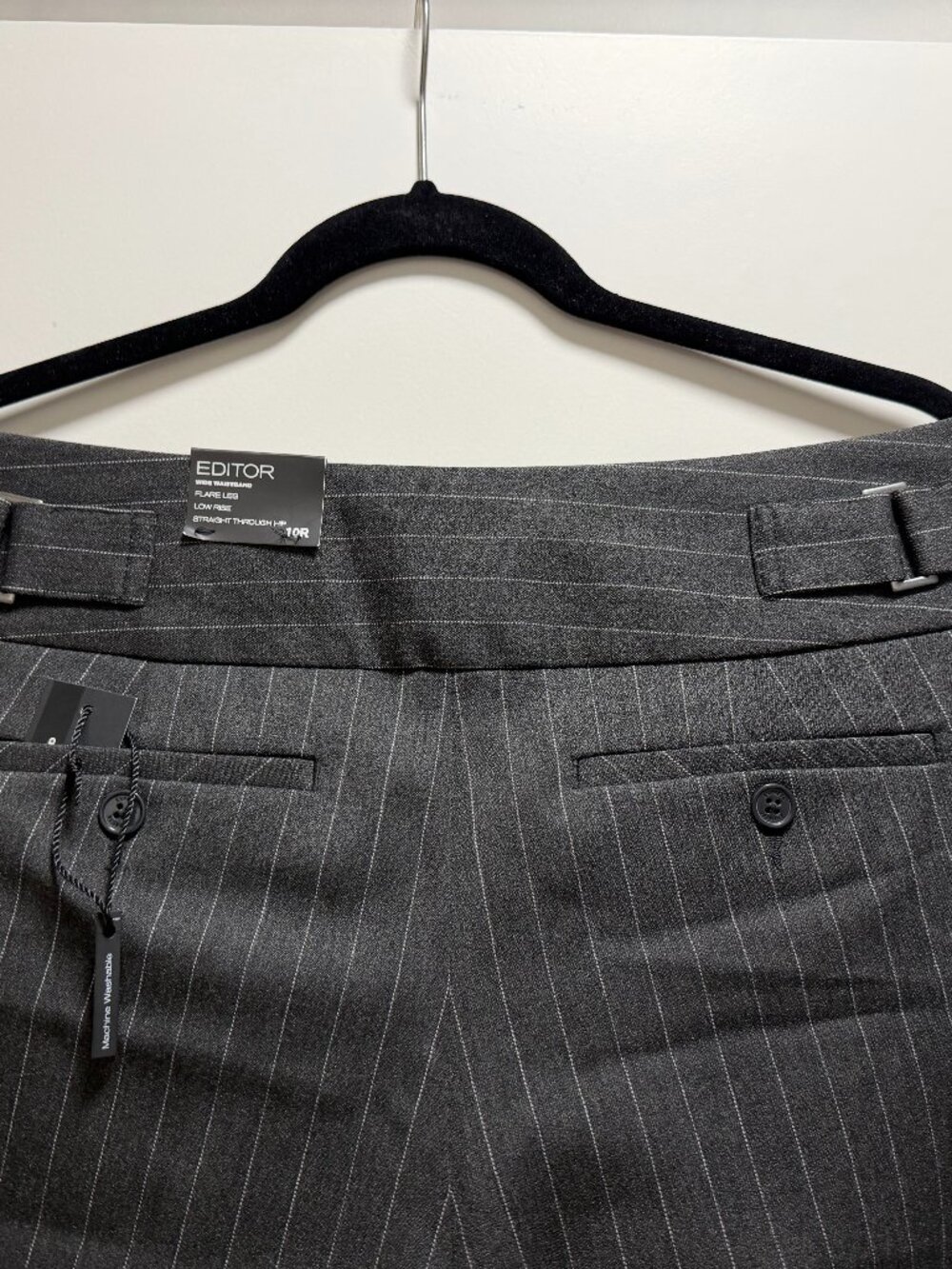 NWT Express Editor Gray Pinstripe Flare Pants Size 10R